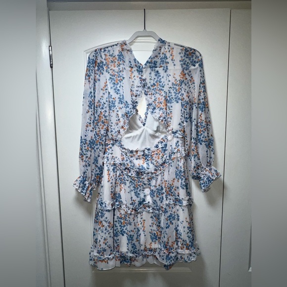 Long sleeve midi open back floral dress - Picture 2 of 2
